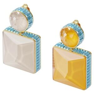 atelier Swarovski Earrings Square Cut Crystal Multicolored, Gold-Tone Plated